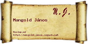 Mangold János névjegykártya